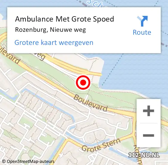 Locatie op kaart van de 112 melding: Ambulance Met Grote Spoed Naar Rozenburg, Nieuwe weg op 1 juni 2022 15:56