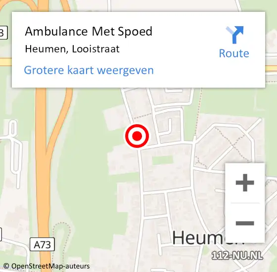 Locatie op kaart van de 112 melding: Ambulance Met Spoed Naar Heumen, Looistraat op 1 juni 2022 16:24