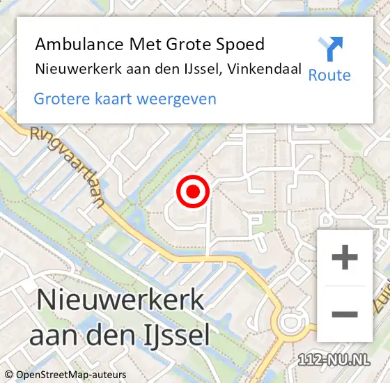 Locatie op kaart van de 112 melding: Ambulance Met Grote Spoed Naar Nieuwerkerk aan den IJssel, Vinkendaal op 1 juni 2022 16:25