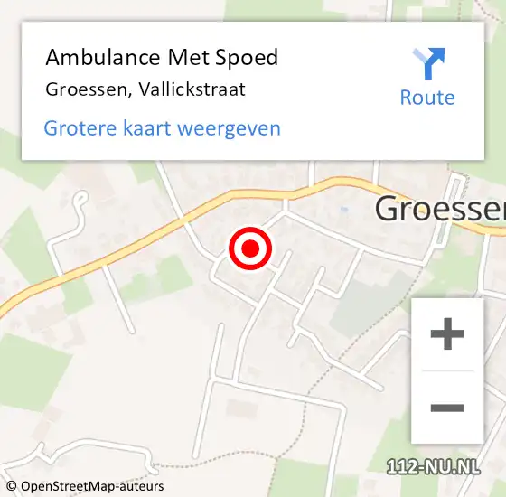 Locatie op kaart van de 112 melding: Ambulance Met Spoed Naar Groessen, Vallickstraat op 1 juni 2022 16:26