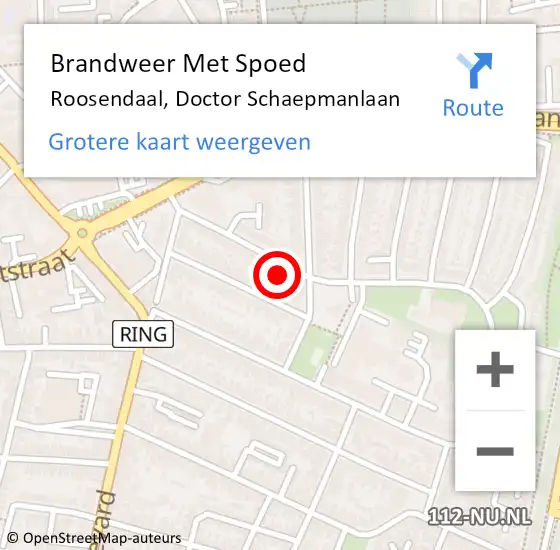 Locatie op kaart van de 112 melding: Brandweer Met Spoed Naar Roosendaal, Doctor Schaepmanlaan op 1 juni 2022 16:29