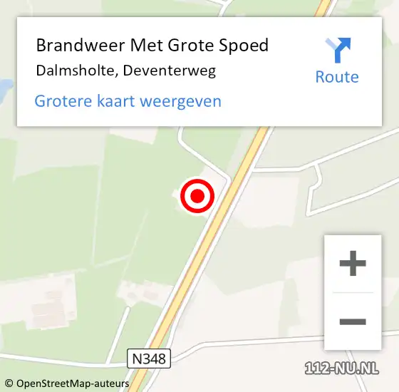 Locatie op kaart van de 112 melding: Brandweer Met Grote Spoed Naar Dalmsholte, Deventerweg op 18 juli 2014 22:26