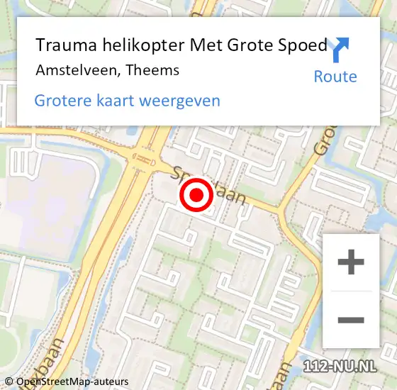 Locatie op kaart van de 112 melding: Trauma helikopter Met Grote Spoed Naar Amstelveen, Theems op 1 juni 2022 16:30