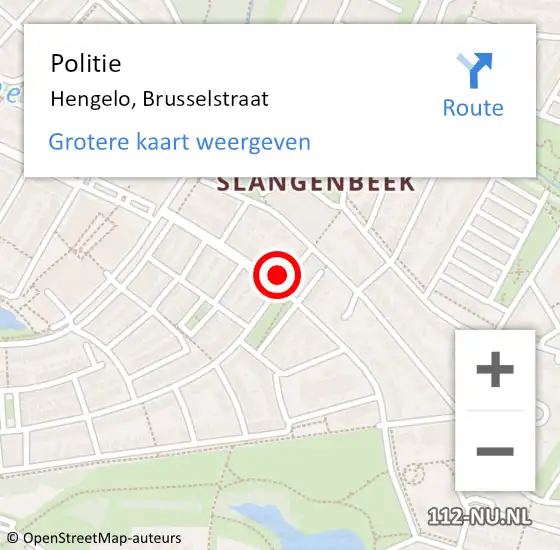 Locatie op kaart van de 112 melding: Politie Hengelo, Brusselstraat op 1 juni 2022 16:33