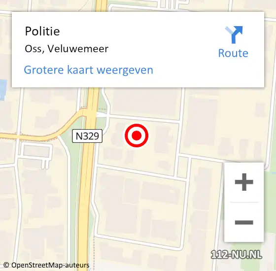 Locatie op kaart van de 112 melding: Politie Oss, Veluwemeer op 1 juni 2022 16:44