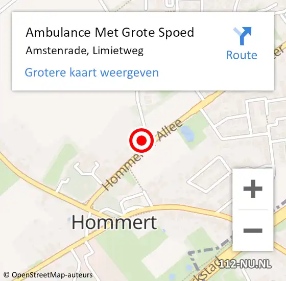 Locatie op kaart van de 112 melding: Ambulance Met Grote Spoed Naar Amstenrade, Limietweg op 18 juli 2014 22:32