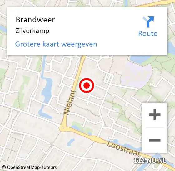 Locatie op kaart van de 112 melding: Brandweer Zilverkamp op 18 juli 2014 22:39