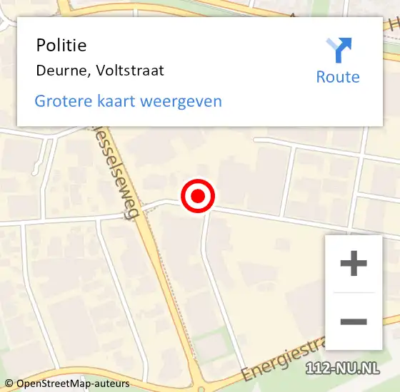 Locatie op kaart van de 112 melding: Politie Deurne, Voltstraat op 1 juni 2022 17:48