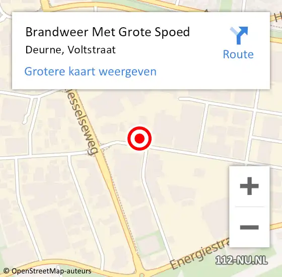 Locatie op kaart van de 112 melding: Brandweer Met Grote Spoed Naar Deurne, Voltstraat op 1 juni 2022 17:48