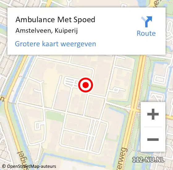 Locatie op kaart van de 112 melding: Ambulance Met Spoed Naar Amstelveen, Kuiperij op 1 juni 2022 17:49