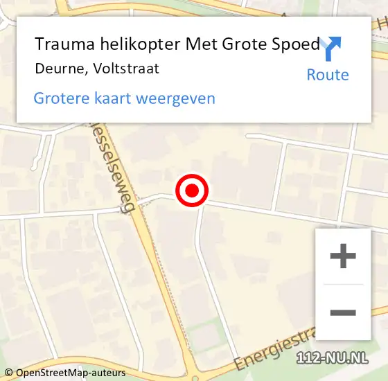 Locatie op kaart van de 112 melding: Trauma helikopter Met Grote Spoed Naar Deurne, Voltstraat op 1 juni 2022 17:50