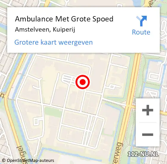 Locatie op kaart van de 112 melding: Ambulance Met Grote Spoed Naar Amstelveen, Kuiperij op 1 juni 2022 18:01