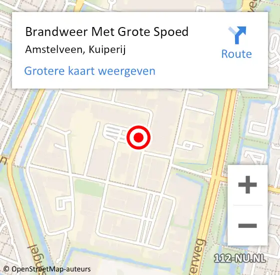 Locatie op kaart van de 112 melding: Brandweer Met Grote Spoed Naar Amstelveen, Kuiperij op 1 juni 2022 18:07