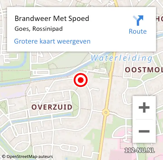 Locatie op kaart van de 112 melding: Brandweer Met Spoed Naar Goes, Rossinipad op 18 juli 2014 22:40