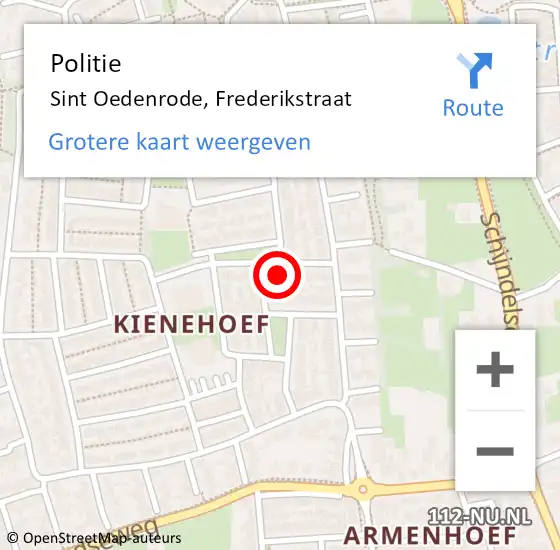 Locatie op kaart van de 112 melding: Politie Sint Oedenrode, Frederikstraat op 1 juni 2022 18:20