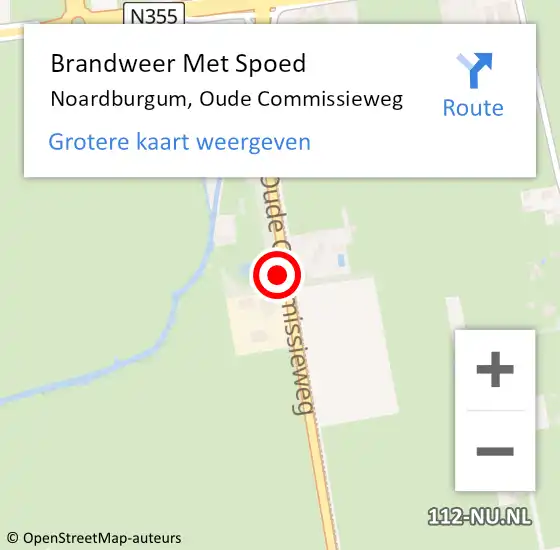 Locatie op kaart van de 112 melding: Brandweer Met Spoed Naar Noardburgum, Oude Commissieweg op 1 juni 2022 18:20