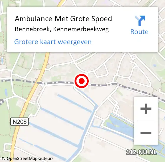 Locatie op kaart van de 112 melding: Ambulance Met Grote Spoed Naar Bennebroek, Kennemerbeekweg op 1 juni 2022 18:31