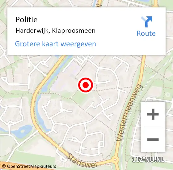 Locatie op kaart van de 112 melding: Politie Harderwijk, Klaproosmeen op 1 juni 2022 18:32