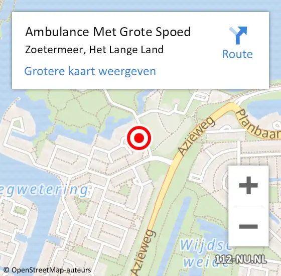 Locatie op kaart van de 112 melding: Ambulance Met Grote Spoed Naar Zoetermeer, Het Lange Land op 1 juni 2022 18:35