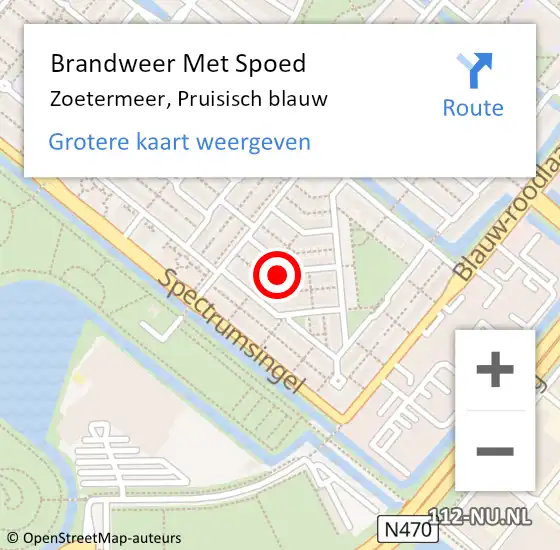 Locatie op kaart van de 112 melding: Brandweer Met Spoed Naar Zoetermeer, Pruisisch blauw op 1 juni 2022 18:41