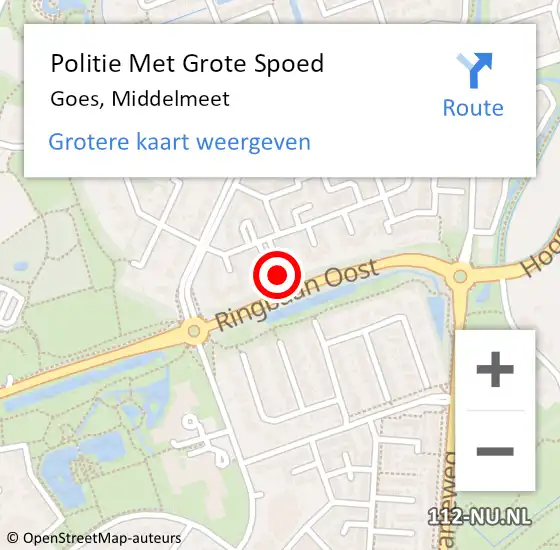 Locatie op kaart van de 112 melding: Politie Met Grote Spoed Naar Goes, Middelmeet op 1 juni 2022 19:26