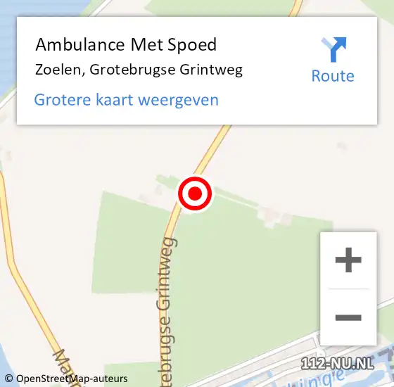 Locatie op kaart van de 112 melding: Ambulance Met Spoed Naar Zoelen, Grotebrugse Grintweg op 1 juni 2022 19:58