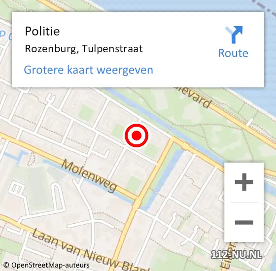 Locatie op kaart van de 112 melding: Politie Rozenburg, Tulpenstraat op 1 juni 2022 20:06