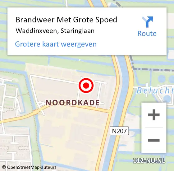 Locatie op kaart van de 112 melding: Brandweer Met Grote Spoed Naar Waddinxveen, Staringlaan op 1 juni 2022 20:54