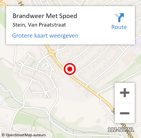 Locatie op kaart van de 112 melding: Brandweer Met Spoed Naar Stein, Van Praatstraat op 1 juni 2022 21:09