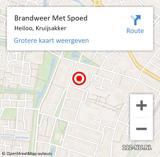 Locatie op kaart van de 112 melding: Brandweer Met Spoed Naar Heiloo, Kruijsakker op 1 juni 2022 21:26