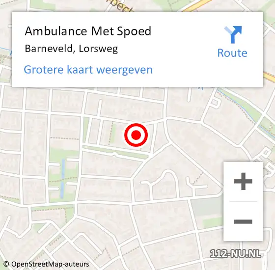 Locatie op kaart van de 112 melding: Ambulance Met Spoed Naar Barneveld, Lorsweg op 1 juni 2022 21:33