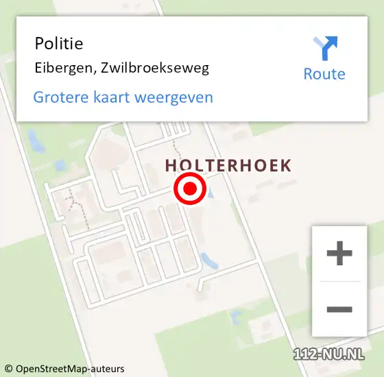 Locatie op kaart van de 112 melding: Politie Eibergen, Zwilbroekseweg op 1 juni 2022 22:20