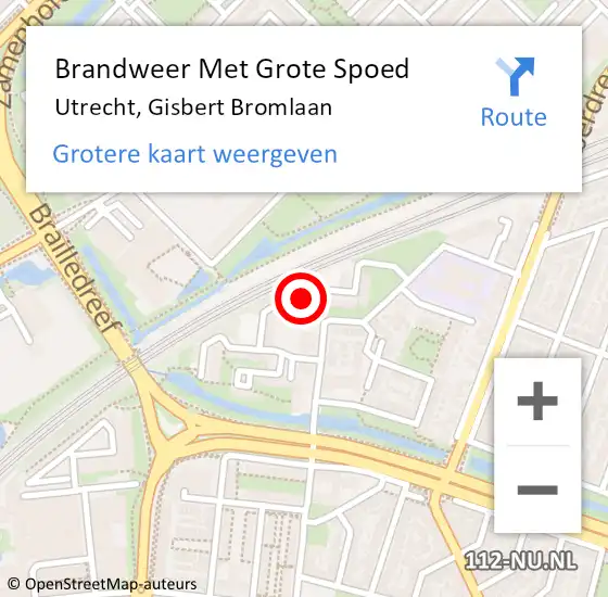 Locatie op kaart van de 112 melding: Brandweer Met Grote Spoed Naar Utrecht, Gisbert Bromlaan op 1 juni 2022 22:25