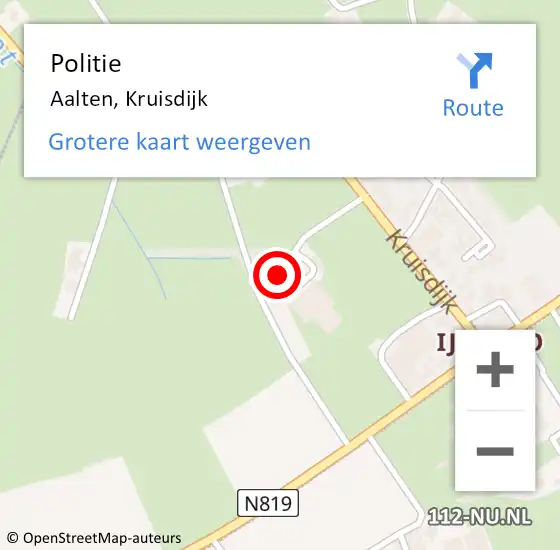 Locatie op kaart van de 112 melding: Politie Aalten, Kruisdijk op 1 juni 2022 22:46