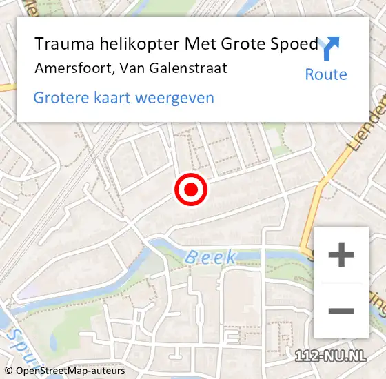 Locatie op kaart van de 112 melding: Trauma helikopter Met Grote Spoed Naar Amersfoort, Van Galenstraat op 1 juni 2022 23:02