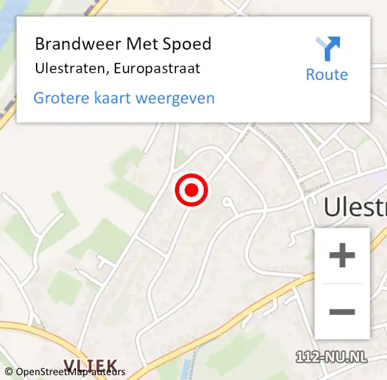 Locatie op kaart van de 112 melding: Brandweer Met Spoed Naar Ulestraten, Europastraat op 1 juni 2022 23:34