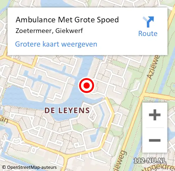 Locatie op kaart van de 112 melding: Ambulance Met Grote Spoed Naar Zoetermeer, Giekwerf op 1 juni 2022 23:49