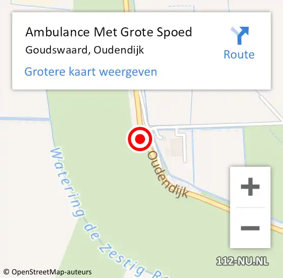 Locatie op kaart van de 112 melding: Ambulance Met Grote Spoed Naar Goudswaard, Oudendijk op 2 juni 2022 00:19