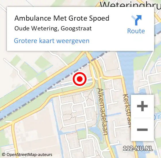 Locatie op kaart van de 112 melding: Ambulance Met Grote Spoed Naar Oude Wetering, Googstraat op 2 juni 2022 00:47