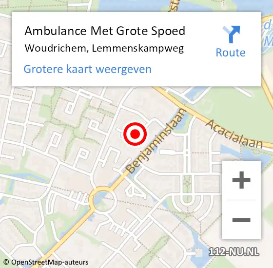 Locatie op kaart van de 112 melding: Ambulance Met Grote Spoed Naar Woudrichem, Lemmenskampweg op 2 juni 2022 02:18