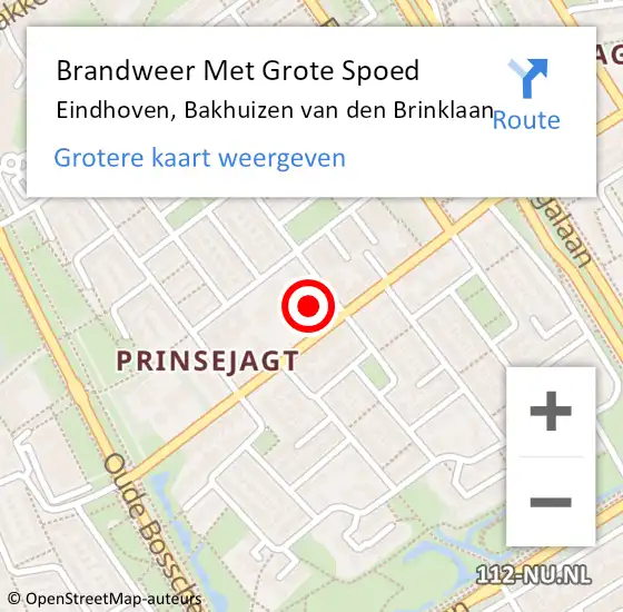 Locatie op kaart van de 112 melding: Brandweer Met Grote Spoed Naar Eindhoven, Bakhuizen van den Brinklaan op 2 juni 2022 03:08