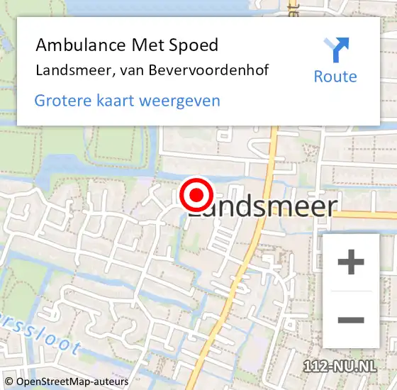 Locatie op kaart van de 112 melding: Ambulance Met Spoed Naar Landsmeer, van Bevervoordenhof op 2 juni 2022 03:09