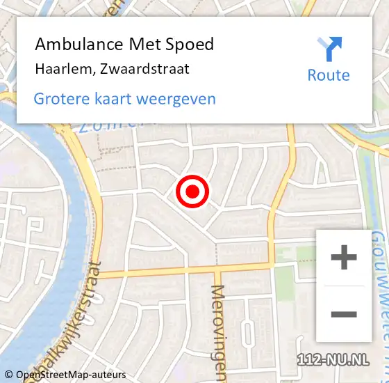 Locatie op kaart van de 112 melding: Ambulance Met Spoed Naar Haarlem, Zwaardstraat op 2 juni 2022 03:32