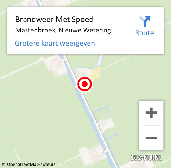 Locatie op kaart van de 112 melding: Brandweer Met Spoed Naar Mastenbroek, Nieuwe Wetering op 2 juni 2022 03:52