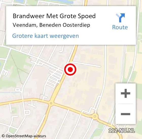 Locatie op kaart van de 112 melding: Brandweer Met Grote Spoed Naar Veendam, Beneden Oosterdiep op 2 juni 2022 04:02