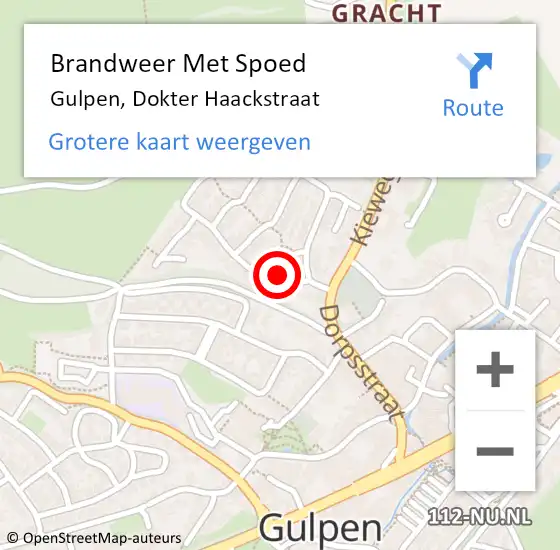 Locatie op kaart van de 112 melding: Brandweer Met Spoed Naar Gulpen, Dokter Haackstraat op 2 juni 2022 04:05