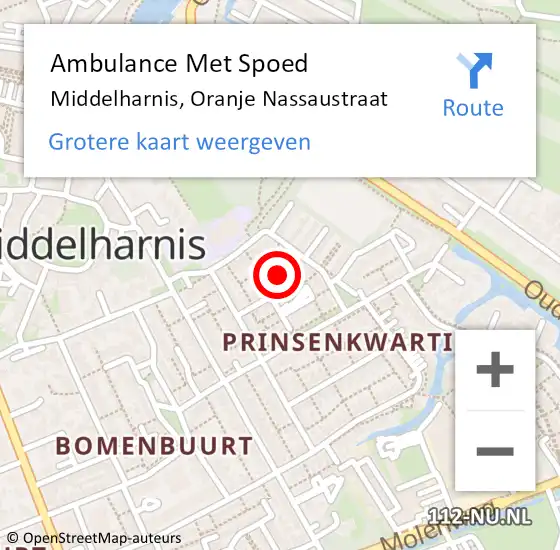 Locatie op kaart van de 112 melding: Ambulance Met Spoed Naar Middelharnis, Oranje Nassaustraat op 2 juni 2022 04:12