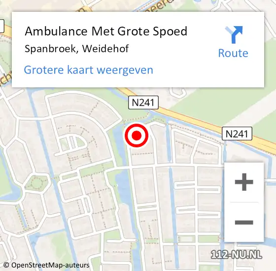 Locatie op kaart van de 112 melding: Ambulance Met Grote Spoed Naar Spanbroek, Weidehof op 2 juni 2022 04:43