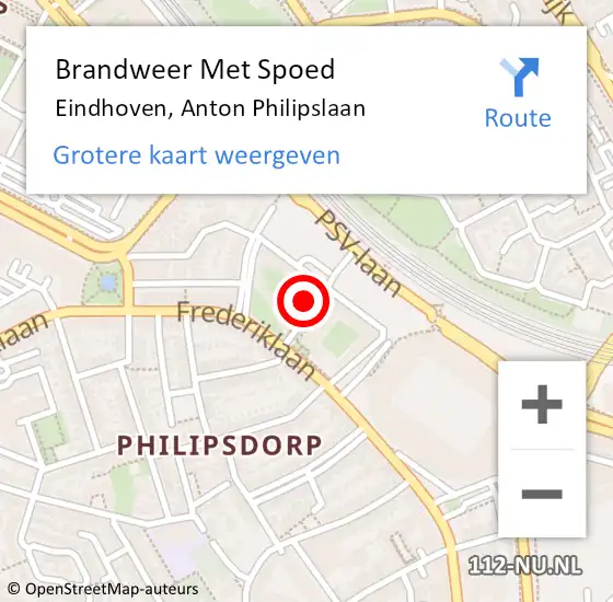 Locatie op kaart van de 112 melding: Brandweer Met Spoed Naar Eindhoven, Anton Philipslaan op 2 juni 2022 05:08