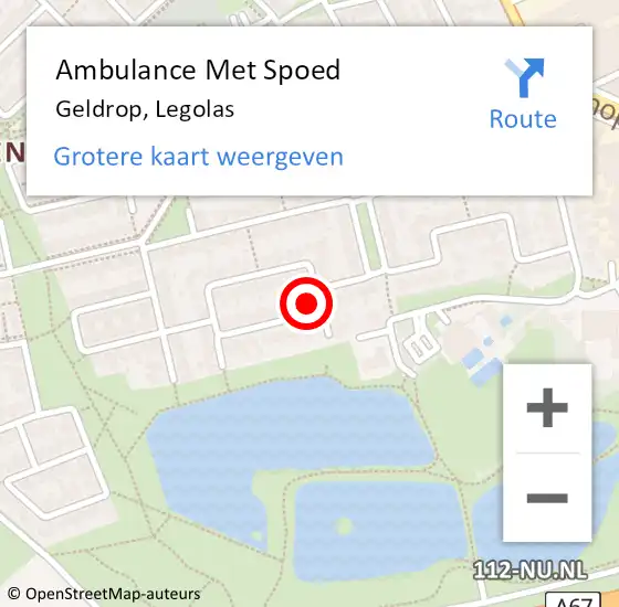 Locatie op kaart van de 112 melding: Ambulance Met Spoed Naar Geldrop, Legolas op 18 juli 2014 23:32